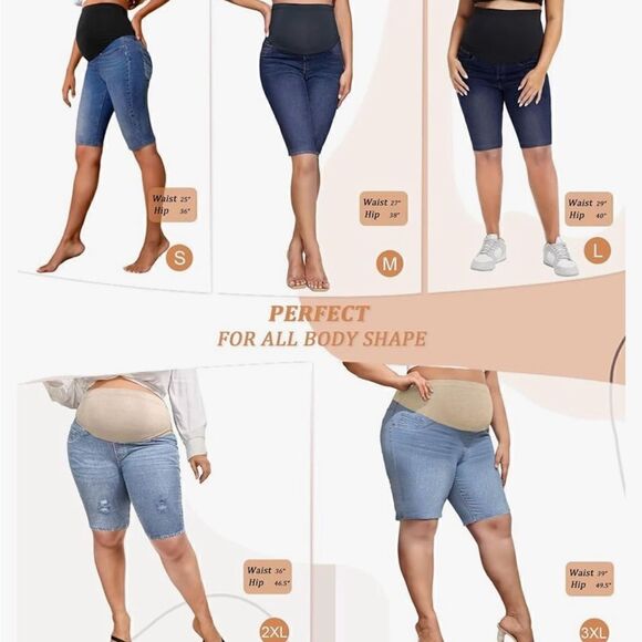 Hybrid & Company Maternity Capri High Waist Stretch Denim Jeans - Picture 5 of 7